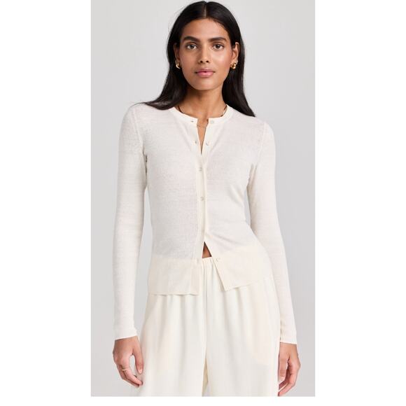 JAMES PERSE - STRETCH LINEN RIBBED CARDIGAN - Size 3/L - Picture 1 of 8